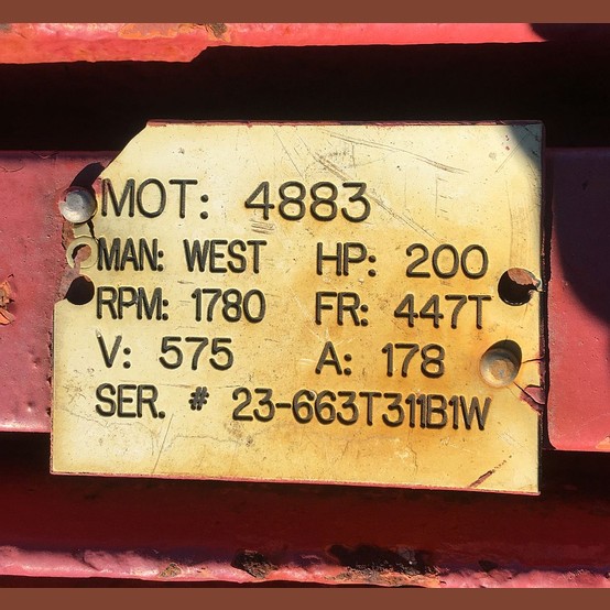200 HP 1780 RPM Westinghouse, Frame 447T, 575 Volts, Electric Motor - Image 2