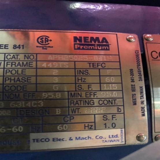 250 HP 3600 RPM Westinghouse, Frame 449TS, 575 Volts, Electric Motor - Image 4