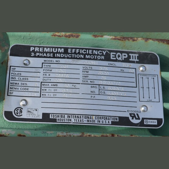 30 HP 3520 RPM Toshiba, Frame 286TS, 575 Volts, Electric Motor - Image 2