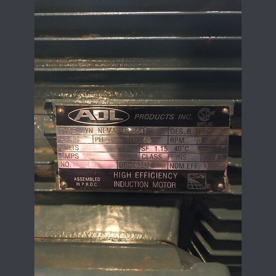 40 HP 1170 RPM ADL, Frame 364T, 575 Volts, Electric Motor - Image 5