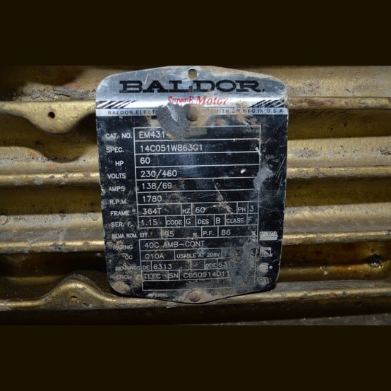 60 HP 1780 RPM Baldor, Frame 364T, TEFC, 230/460 Volts, Electric Motor - Image 2
