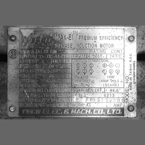 60 HP 1775 RPM Teco Max-E, Frame 365T, TEFC, 575 Volts, Model Max-E1, Electric Motor - Image 3