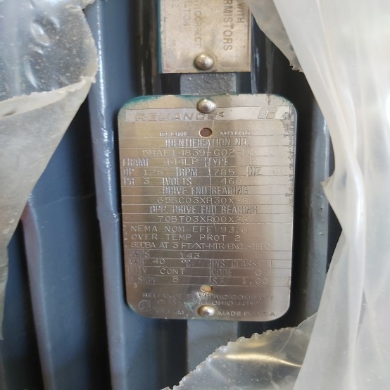 125 HP 1800 RPM Reliance, Frame 444LP, Vertical Motor - Image 2