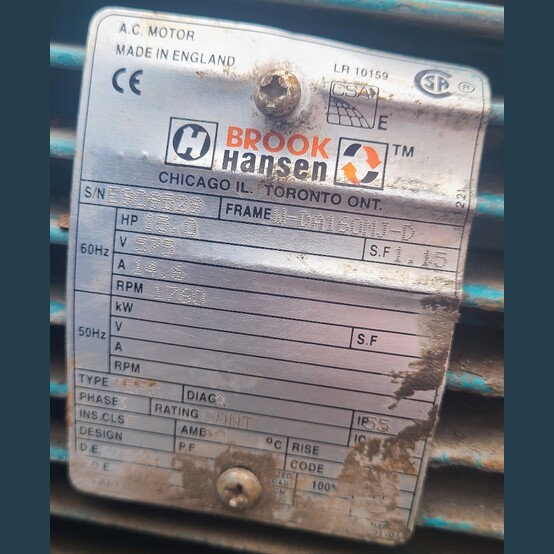 15 HP 1760 RPM Brook Hansen #SFN55B, Gearmotor, 9:1 Ratio, 3 phase, 575 Volts - Image 7