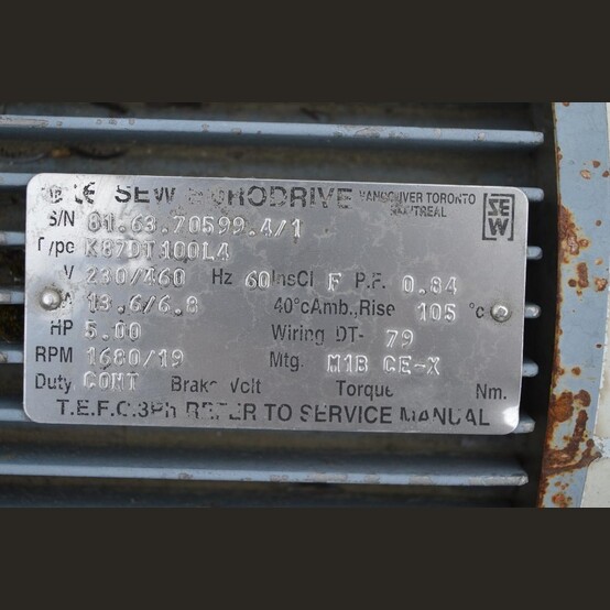 5 HP 1680 RPM Sew-Eurodrive, Gearmotor, 3 phase, 230/460 Volts - Image 3