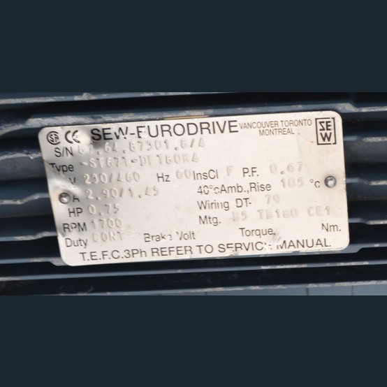 0.75 HP 1700 RPM Sew-Eurodrive, Gearhead Motor, 8.69:1 Ratio, 230/460 Volts - Image 2