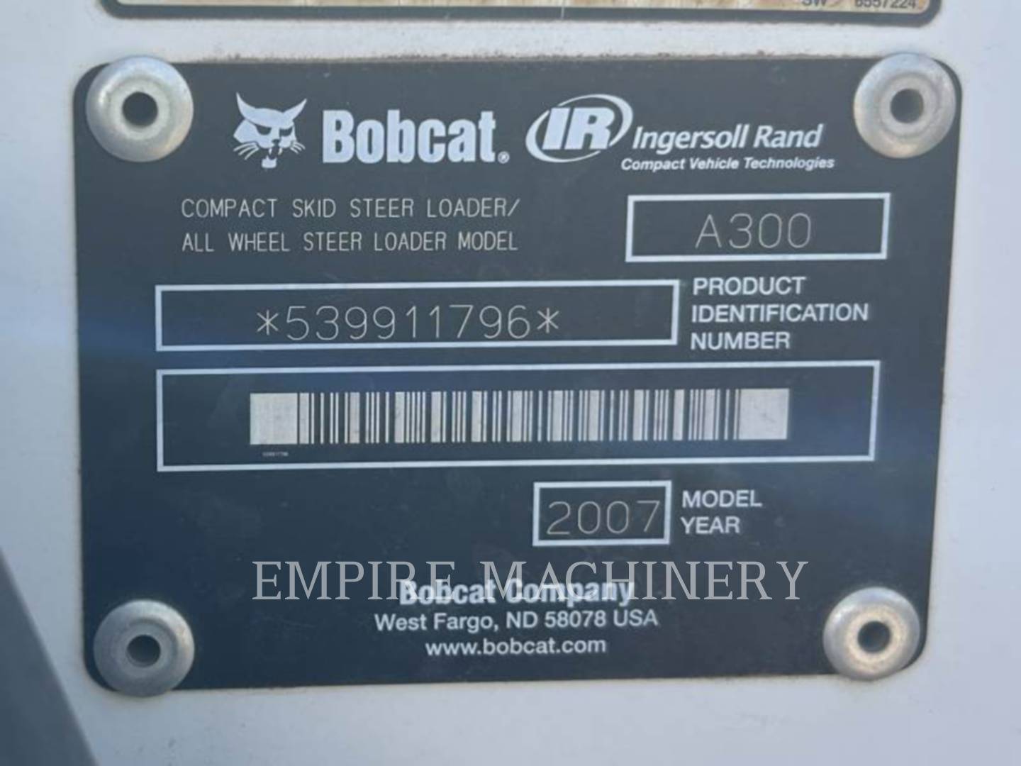 Bobcat A-300, Skid Steer Loader, 928 hours, S/N: 539911796, 2007 - Image 2