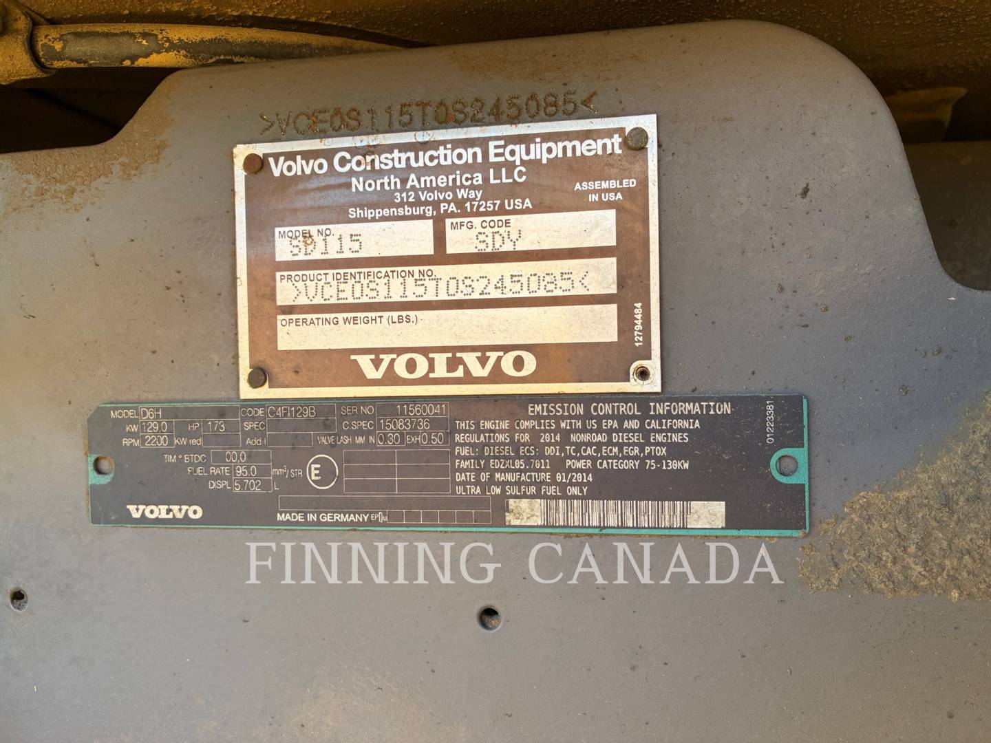Volvo SD115, Compactor, 5182 hours, S/N: VCE0S115T0S245085, 2016 - Image 6