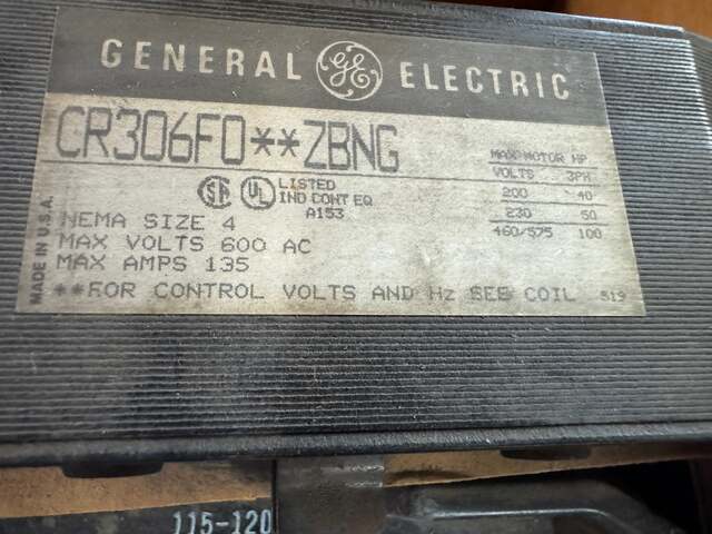 General Electric Magnetic Starter CR306F002ZBNG 600V Allis-Chalmers - Image 3
