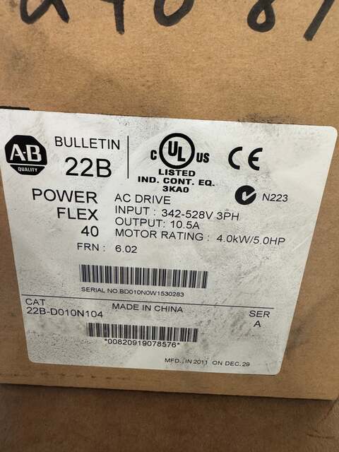 Allen-Bradley VFD 22B-D010N104 480V - Image 2