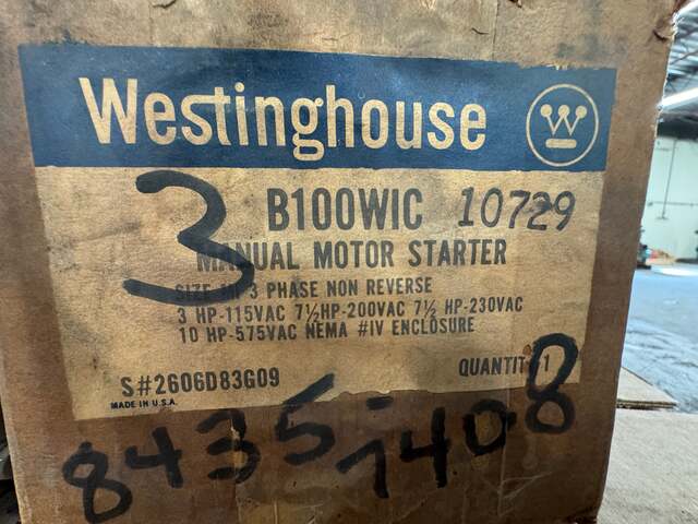 Westinghouse Manual Motor Starter B100WIC 600 VAC - Image 5