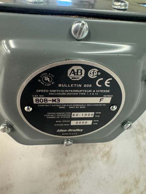 Allen-Bradley Speed Switch 808-M3 600V AC Max m02241 - Image 2