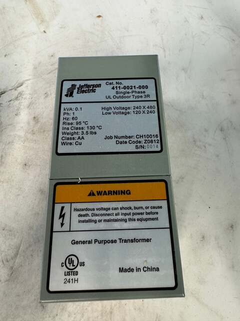 Jefferson Electric General Purpose Transformer 411-0021-000 - Image 2
