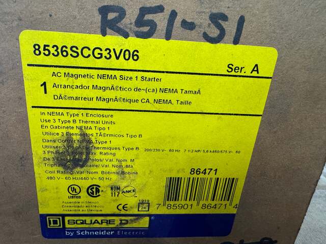 Square D NEMA Size 1 Motor Starter 8536SCG3V06 - Image 5