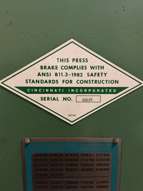 175 Ton, Cincinnati #175CBx10FT, press brake, 10' overall, 10" stroke, 30 HP, 460 V. - Image 7