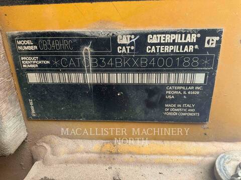 Caterpillar CB34B, Vibratory Single Drum Asphalt, 4484 hours, S/N: XB400188, 2016 - Image 6