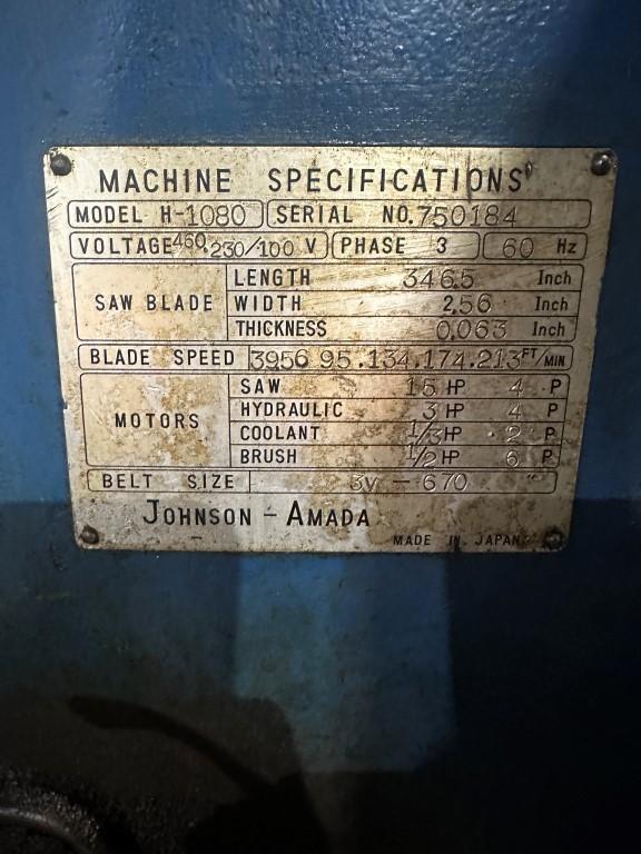 30" x 40" Kysor Johnson, Amada #H1080, horizontal band saw, automatic, 346.5" x 2.56" blade, 15 HP - Image 10