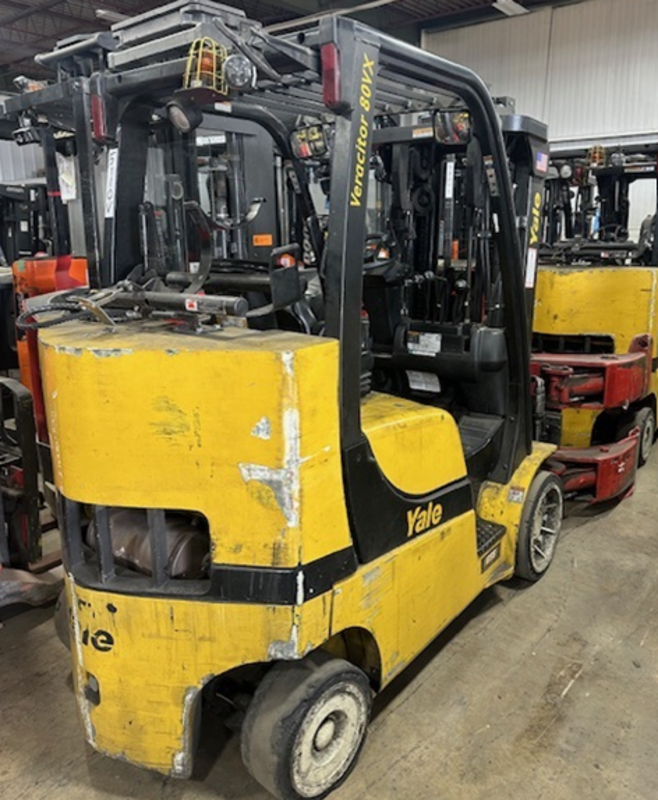 8,000 lb. Yale #GLC080VX, Forklift, 51" Bolzoni paper roll clamp, 85" lowered mast, 174" raised mast, 3-stage - Image 2