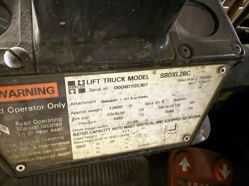 8,000 lb. Hyster #S80XL2BC, Forklift, 47.5" forks, 121" load height - Image 4