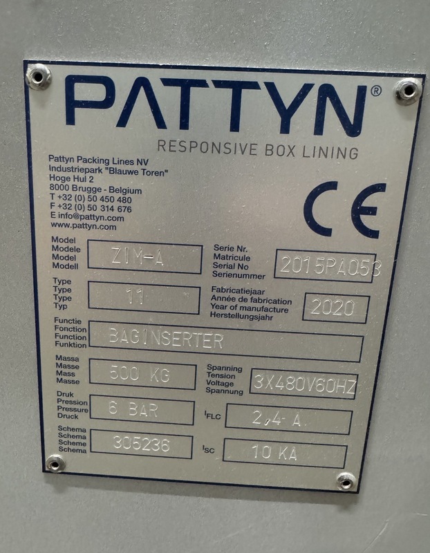 Pattyn #ZIM-A, Bag Inserter, 480 Volt, 2020 - Image 3
