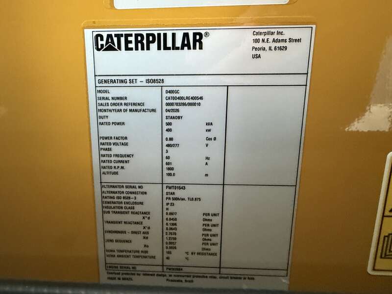 400 KW Caterpillar #C13, diesel generator set, 277/480 Volts, 609 HP @ 1800 RPM, EPA Tier 3, sound attenuated - Image 10