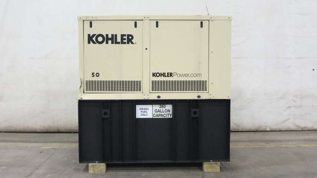 50 KW Kohler #50REOZJE, diesel generator set, 120/240 Volts, 1-phase, 85 HP @ 1800 RPM, John Deere 4045TF280 - Image 1