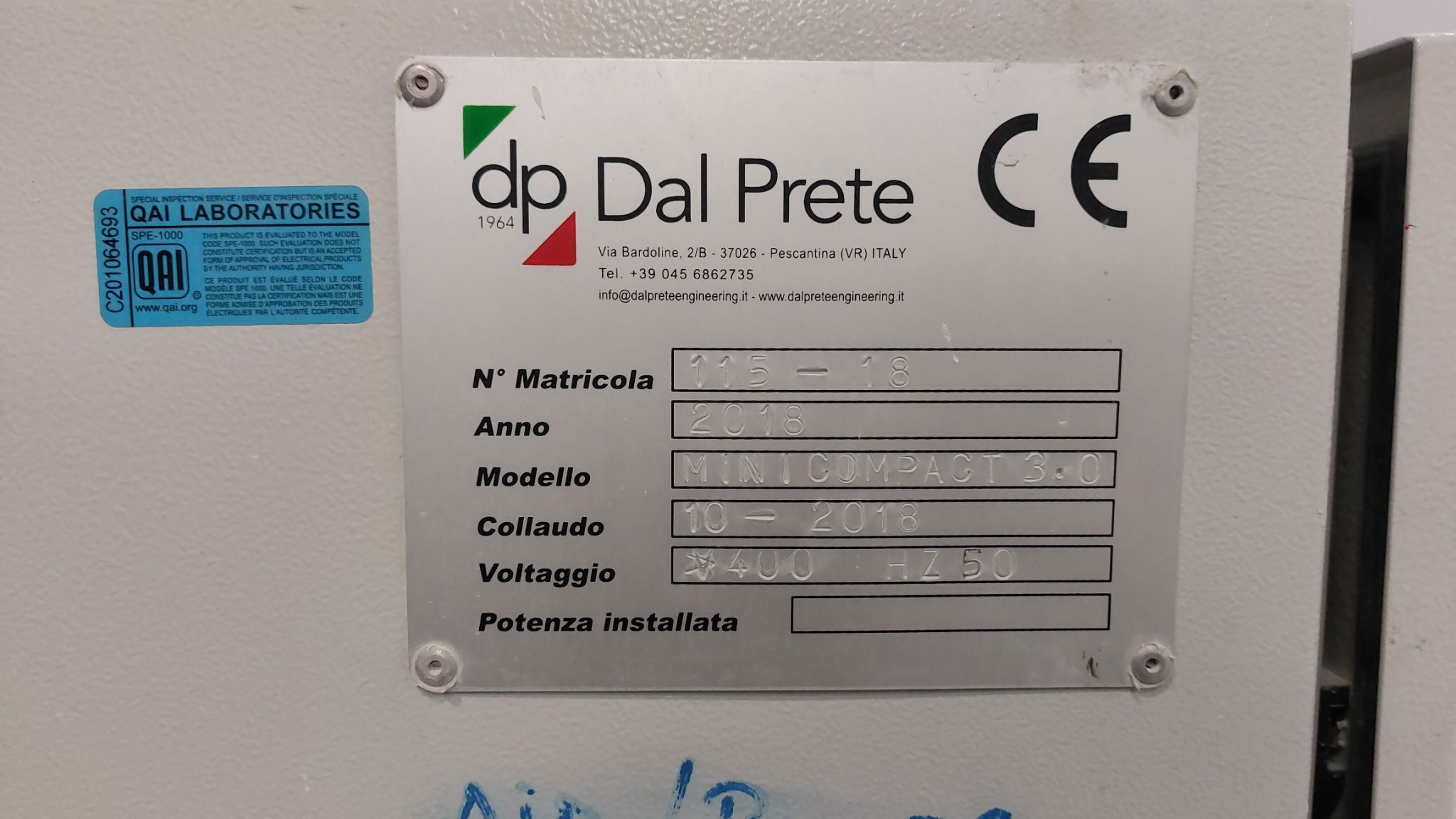 Dal Prete #Mini-Compact-3.0, automated waster water clarification system, serial #115-18, 2018 - Image 7