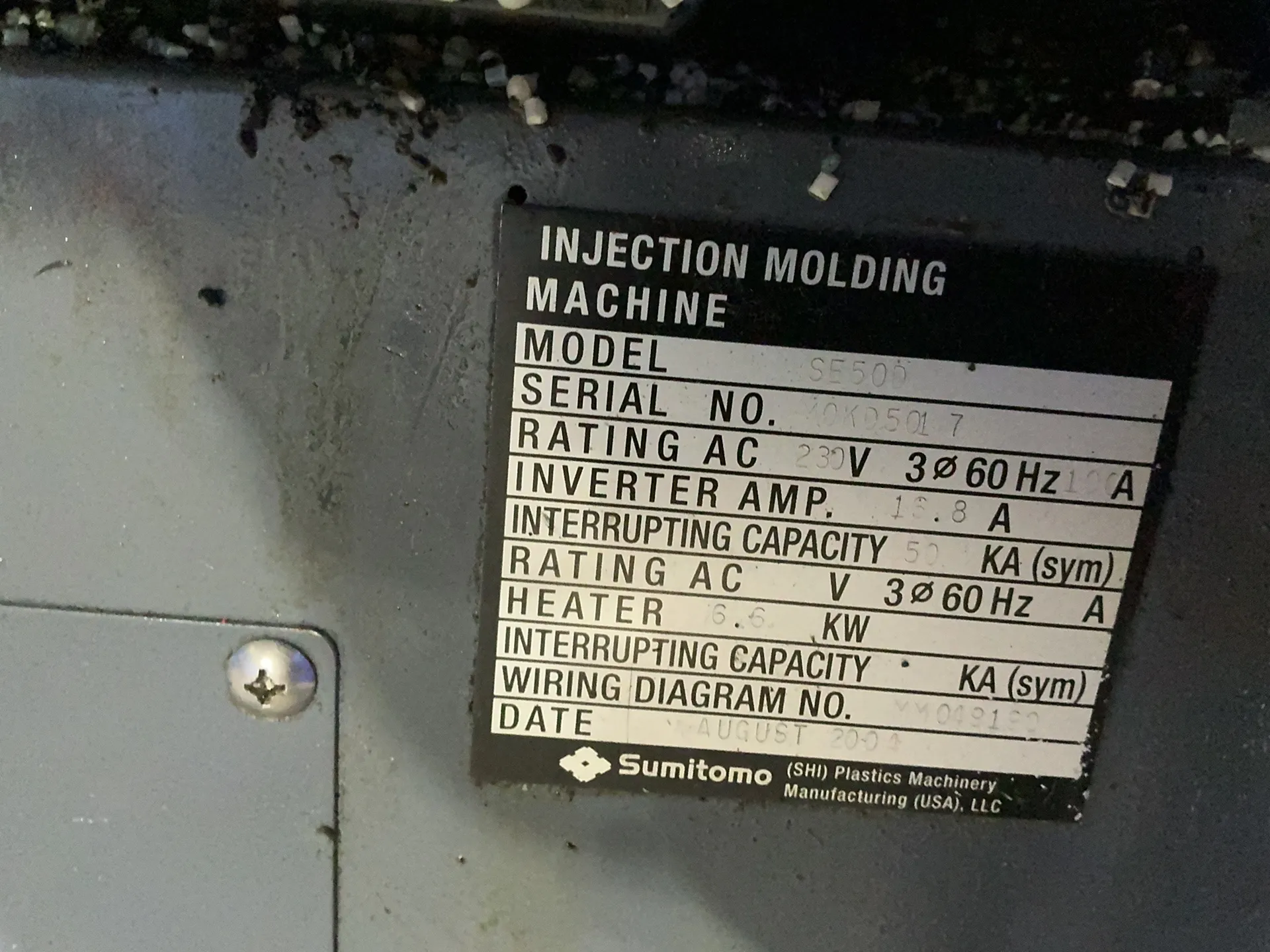 Sumitomo #SE50D, Injection Molding Machine, 50 KA, 230 V., 2004 - Image 8