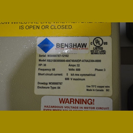 30 HP Benshaw #RB21S030S600, Solid State Soft Starter, 600 Volts, 32 Amps, 3 Phase - Image 3