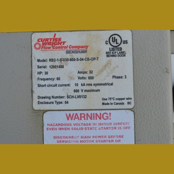 30 HP Benshaw #RB2-1-S-030-600, Reduced Voltage Solid State Soft Starter, 600 Volts, 32 Amps, 3 Phase - Image 3