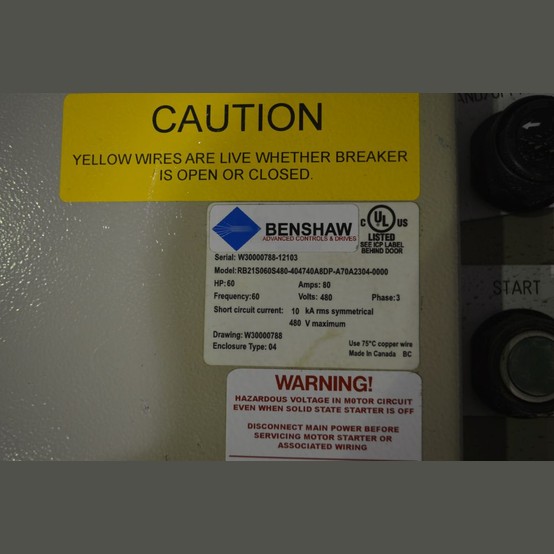 60 HP Benshaw #RB2150605480, Solid State Soft Starter, 480 Volts, 80 Amps, 3 Phase - Image 3