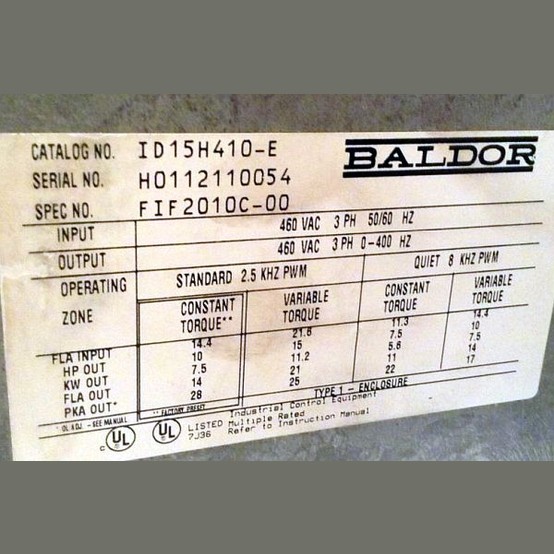 10 HP Baldor #ID15H410-E, h4 series ac variable frequency dri, 460 Volts - Image 2