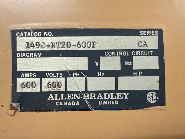 Allen-Bradley #1498-RT20-600P, Motor Control Center, 600 Amps, 600 Volts - Image 5