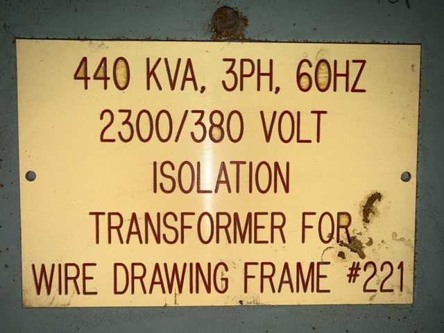 440 KVA 2300 Primary, 380Y/219 Secondary Hammond #D440QGM, dry type, 3-phase, 60 Hz, K-type, NEMA 1 - Image 5