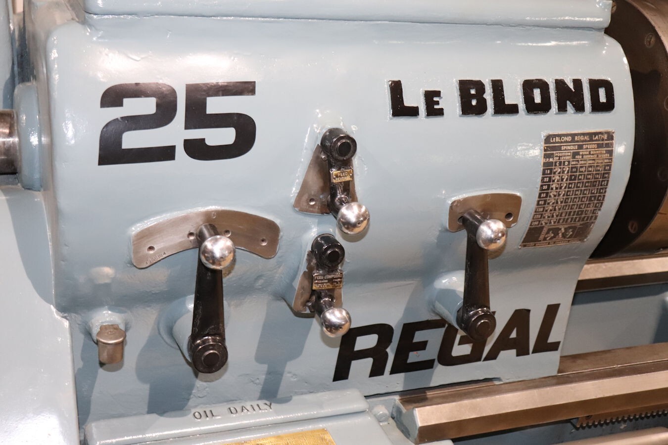 25" x 96" LeBlond #Super-Regal, Lathe, 3 & 4 Jaw Chucks, Steady Rest, 1.75" bore, 15-350 RPM, tailstock, 5 HP - Image 3