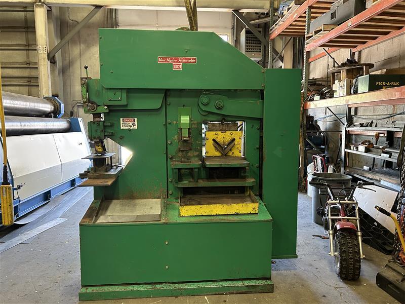 6" x 6" x 1/2" Uni-Hydro #120-24, 95 ton, 12" throat, 2" bore, 24" blade, 7.5 HP - Image 1