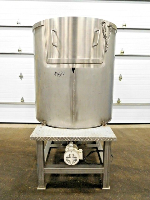 200 gallon HB Metal Manufacturing, Stainless steel bottom agitated feeder tank, 1/2 HP Leeson motor - Image 1