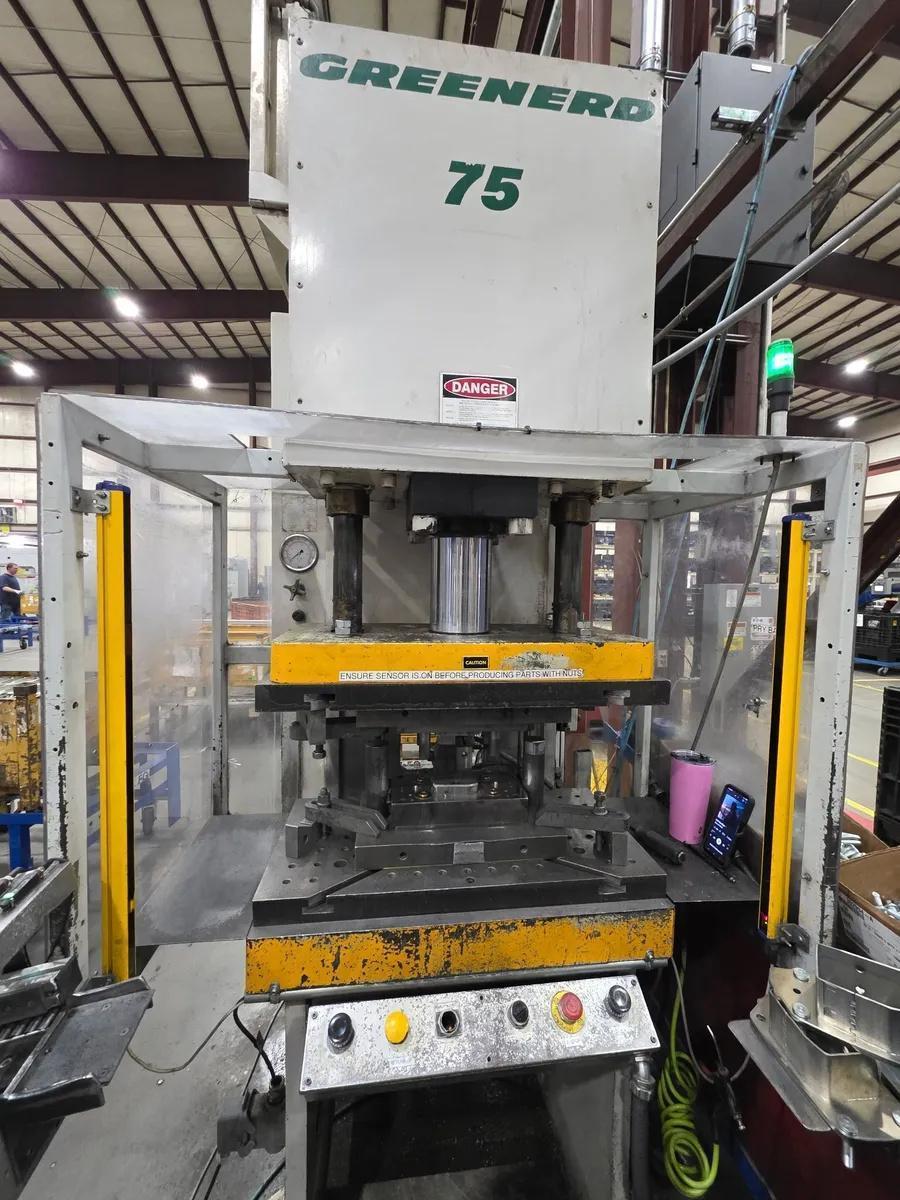 75 Ton, Greenerd #HCA-75-18R, hydraulic press, 18" stroke, 12" throat, 24" daylight, 30 HP, 32" x 18" bed - Image 1