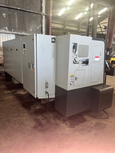 Ganesh #ASL-15LX, CNC lathe, long bed, Fanuc 0iTD, 4.1" bar, 3-jaw 15" powered chuck, chip conveyor, 2020 - Image 2