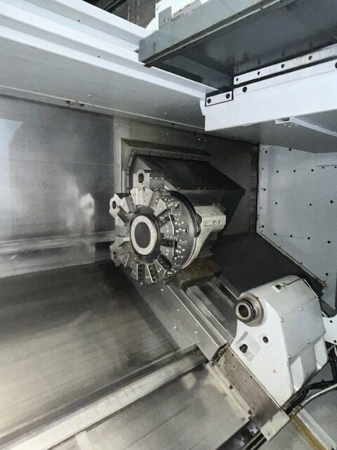 Ganesh #ASL-15LX, CNC lathe, long bed, Fanuc 0iTD, 4.1" bar, 3-jaw 15" powered chuck, chip conveyor, 2020 - Image 6