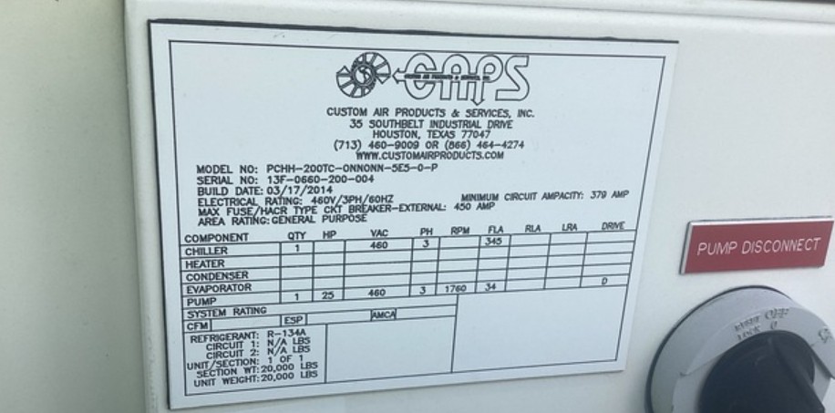 200 Ton, York #YCIV, air cooled chiller w/ pump (2 available) - Image 4