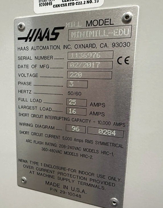 Haas #MINI-MILL-EDU, vertical machining center, 16" X, 12" Y, 10" Z, 7.5 HP, 10 automatic tool changer, 4000 - Image 8