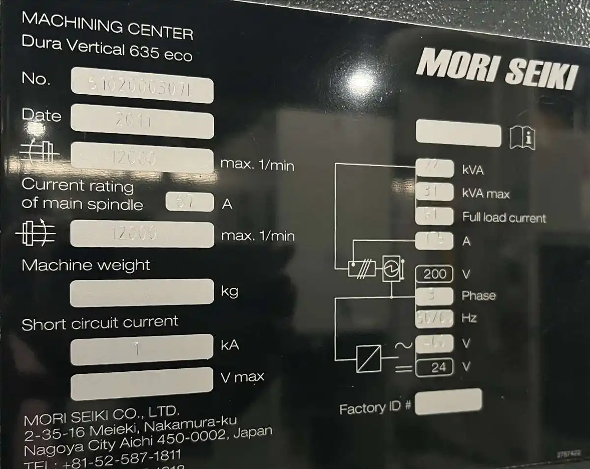 DMG, Mori #DuraVertical-635-ECO 3+1 CNC vertical machining center, MSX-853IV Control, 12000 RPM, 30 automatic - Image 9