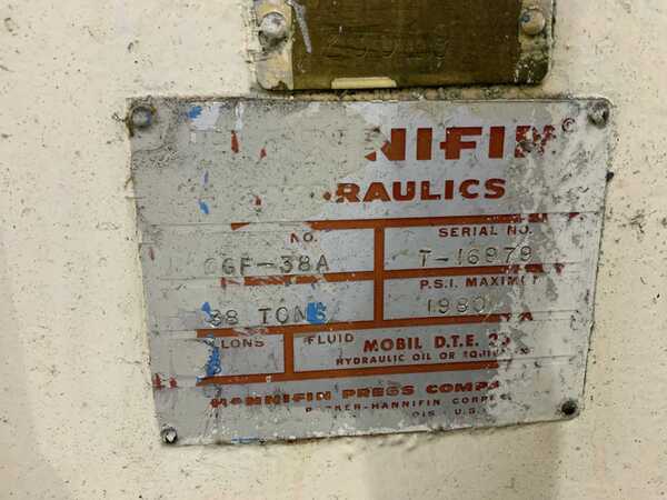 38 Ton, Hannifin #GF-38A, hydraulic C-frame press, 24" stroke, serial #7-16979 - Image 7