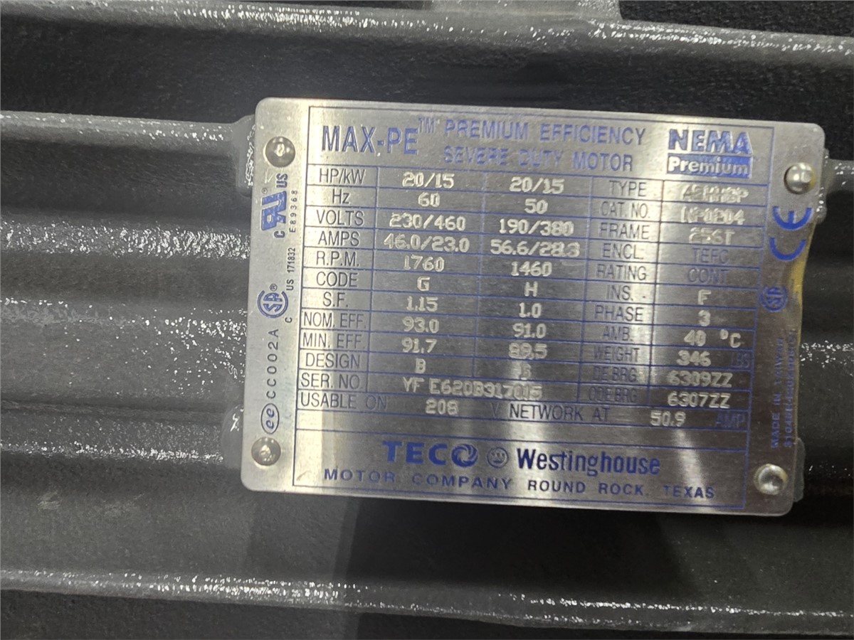 Hycomp #AN12D-B301-BHNVA-20-20T, Oil-Free Air Compressor, 20 HP, 460/3/60, Single-Stage, Air-Cooled, 400-800 - Image 9