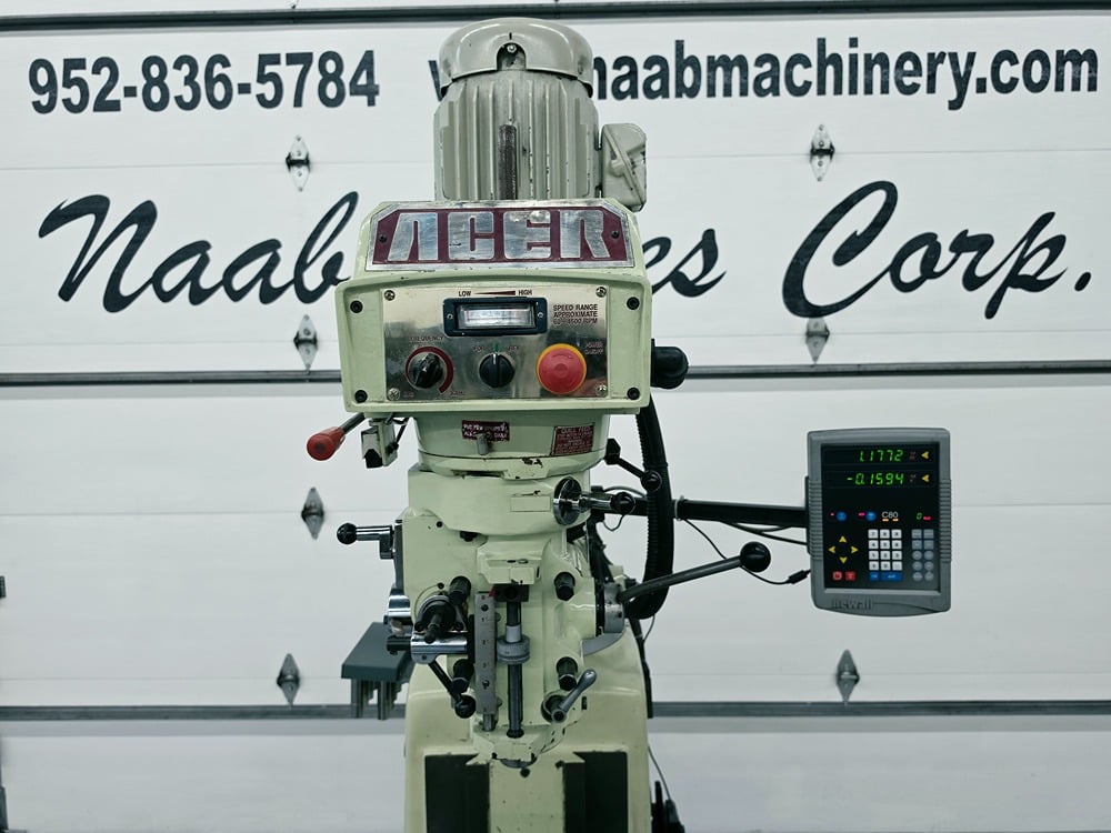 Acer #EVS-3VK, Vertical Turret Milling Machine, 10" x 50" table, 36.5" X, 17" Y, 19" vertical knee travel - Image 6