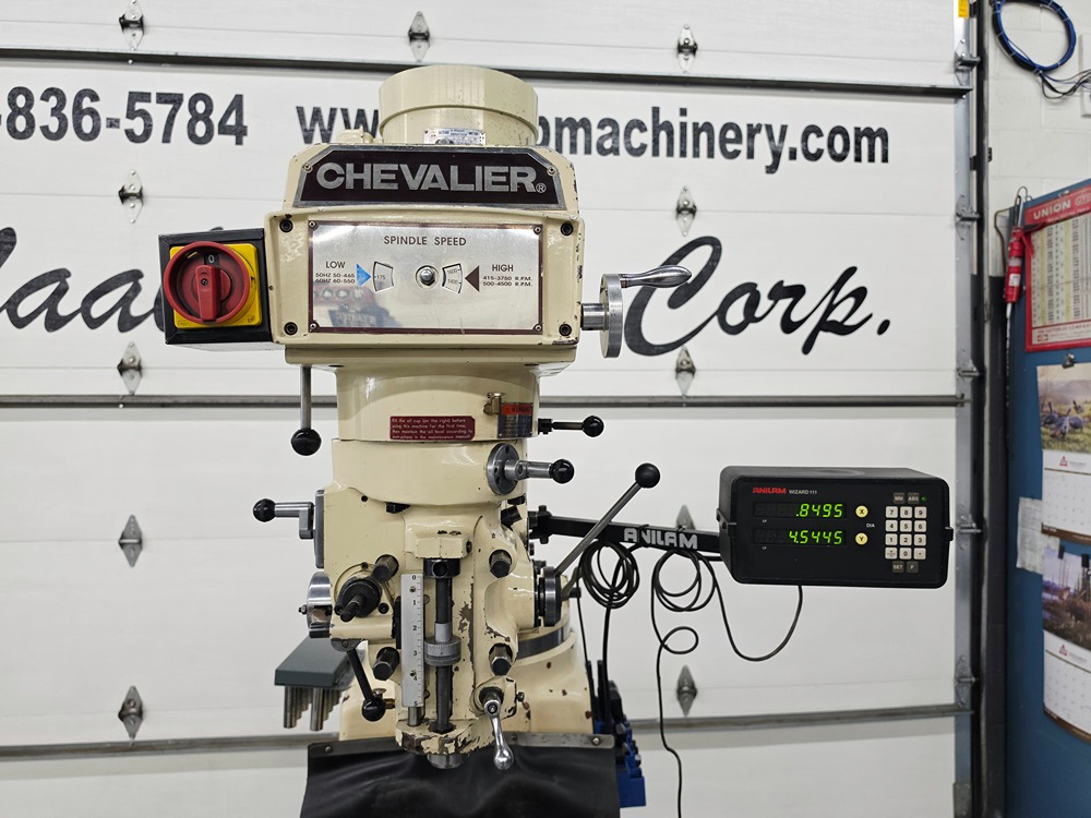 Chevalier #FM-3VKH, Vertical Turret Mill, 10" x 50" table, 32-3/4" X, 16-1/8" Y, 15-1/2" knee travel, 5" - Image 8