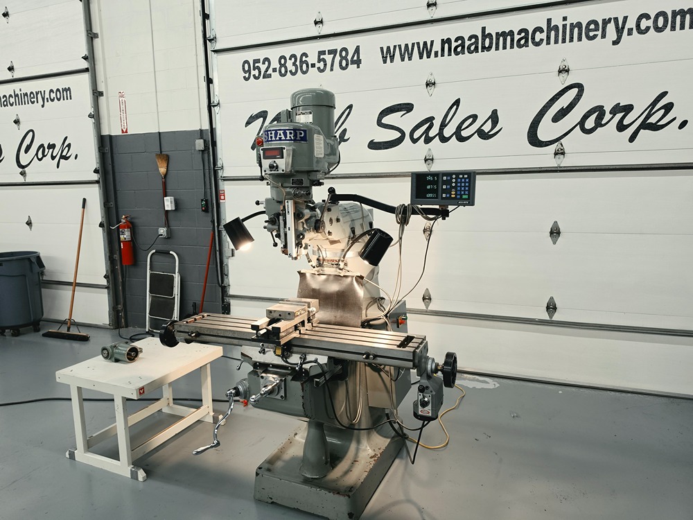 Sharp #LMV-50-DVS, Vertical Turret Mill, 9" x 50" table, 36.6" X, 12" Y, 5" Z, 12" ram travel, 16" vertical - Image 4