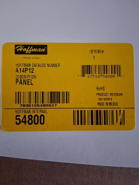Hoffman A14P12 Junction Box Panel - Image 1