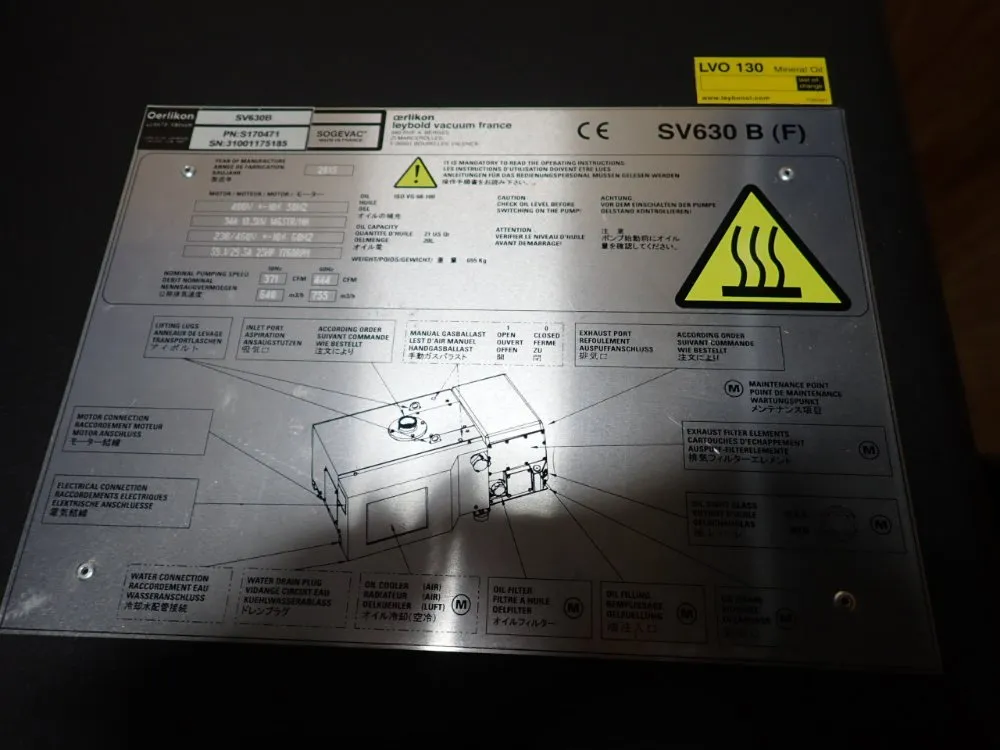 Oerlikon Leybold #SV630B, Vacuum Pump, 25 HP - Image 4